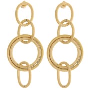 Boucles d'oreilles pendantes multi-cercles 60x25 mm Acier inoxydable 304L Doré x2|raw }}