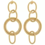 Boucles d'oreilles pendantes multi-cercles 60x25 mm Acier inoxydable 304L Doré x2