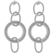 Boucles d'oreilles pendantes multi-cercles 60x25 mm Acier inoxydable 304L x2