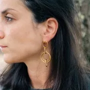 Boucles d'oreilles pendantes multi-cercles 60x25 mm Acier inoxydable 304L x2