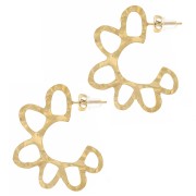 Créoles ouvertes martelées demi soleil - 32 mm - Acier inoxydable 316L Doré x2