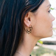 Créoles ouvertes martelées demi soleil - 32 mm - Acier inoxydable 316L Doré x2