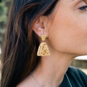 Clous d'oreilles trapèzes martelés - 17x13 mm - Acier inoxydable 316L x2