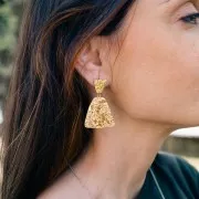 Clous d'oreilles trapèzes martelés - 17x13 mm - Acier inoxydable 316L x2