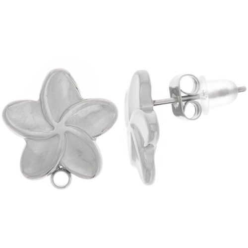 Clous d'oreilles fleur - 13 mm - Acier inoxydable 304L x2