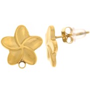 Clous d'oreilles fleurs - 13 mm - Acier inoxydable 304L Doré x2|raw }}