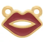 Intercalaire bouche 10x13 mm résine époxy - Doré à l'or fin - Rouge foncé x1