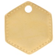 Breloque hexagonale 13x12 mm - Doré à l'or fin x1