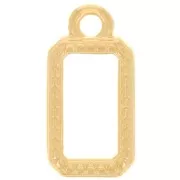 Breloque rectangle évidé 14x7 mm - Doré à l'or fin x1