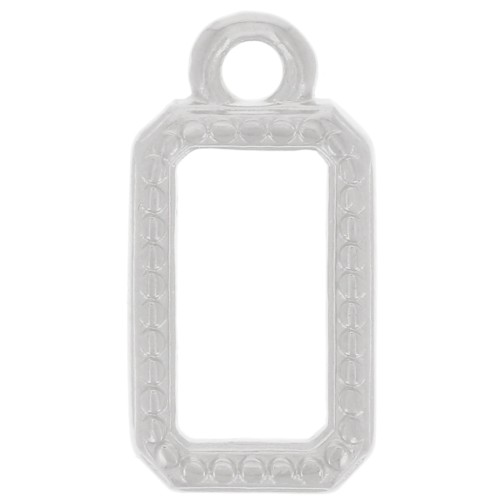 Breloque rectangle évidé 14x7 mm - Placage argent fin x1