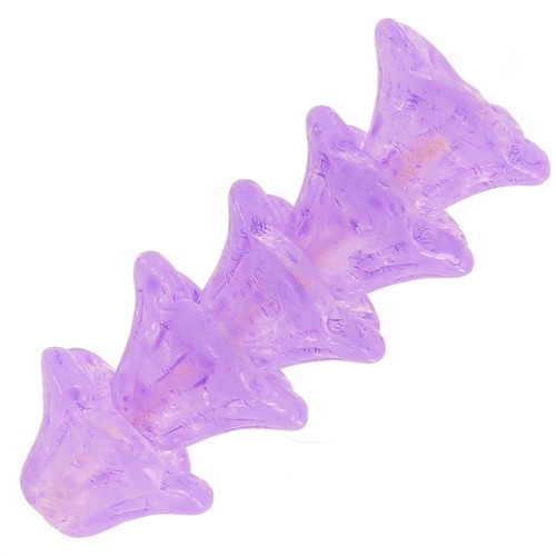 Perles fleurs cloches en verre 4x7 mm - Crystal Violet x20