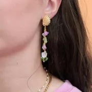 Perles fleurs cloches en verre 4x7 mm - Crystal Rose Fuchsia x20