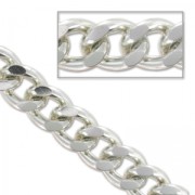 Chaîne en aluminium maille gourmette  9x13 mm rhodié x1m