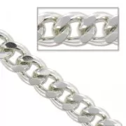 Chaîne en aluminium maille gourmette  9x13 mm rhodié x1m