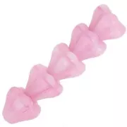 Perles fleurs cloches en verre 5x6 mm - Dark Rosaline x10