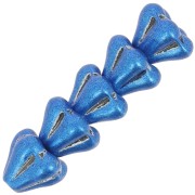 Perles fleurs cloches en verre 5x6 mm -  Crystal Metallic dark blue x10|raw }}