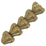 Perles fleurs cloches en verre 5x6 mm -  Crystal Metallic bronze x10
