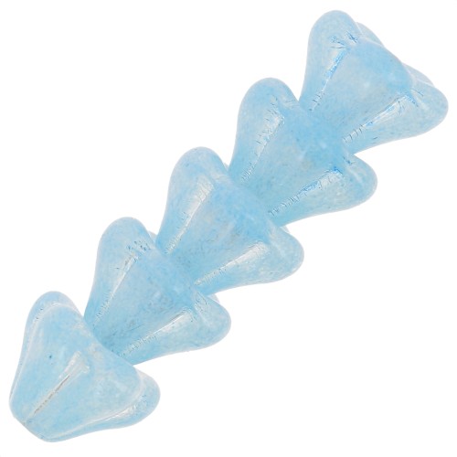 Perles fleurs cloches en verre 6x8 mm -  Light Sapphire x10