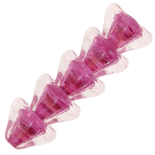 Perles fleurs cloches en verre 6x8 mm - Crystal Rose x10