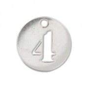 Breloque ronde chiffre 4 - 8.5 mm en Argent 925 x1