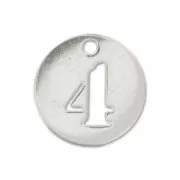 Breloque ronde chiffre 4 - 8.5 mm en Argent 925 x1