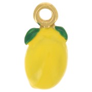 Breloque citron 16x8 mm Resine époxy - Acier inoxydable 316L - Doré - Jaune x1|raw }}