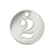 Breloque ronde chiffre 2 - 8.5 mm en Argent 925 x1|raw }}
