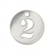 Breloque ronde chiffre 2 - 8.5 mm en Argent 925 x1