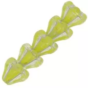 Perles fleurs cloches en verre 5x6 mm - Crystal Lime Green silver x10