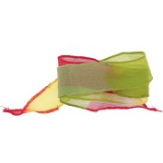 Ruban de soie 25 mm - Tie and dye - Vert clair - Jaune - Rouge x85cm|raw }}