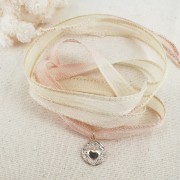 Ruban de soie 10 mm - Tie and dye - Bordeaux - Purple - Camel x85cm