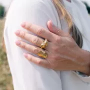 Bague croissant - torsadée - 13 mm - T54 - Acier inoxydable 304L Doré x1