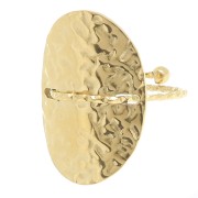 Bague ovale martelée avec fil diamanté - T50 à 59 - Acier inoxydable 304L Doré x1|raw }}