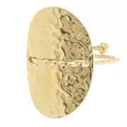 Bague ovale martelée avec fil diamanté - T50 à 59 - Acier inoxydable 304L Doré x1