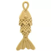 Breloque poisson 23x9 mm - Acier inoxydable 316L - Doré x1