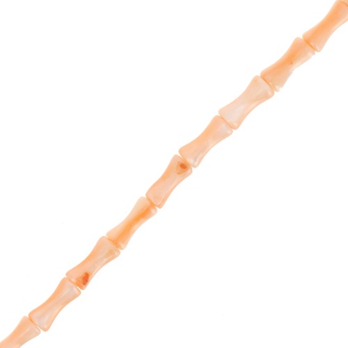 Perles tube de bambou en nacre teintée 8x4 mm Peach x38cm