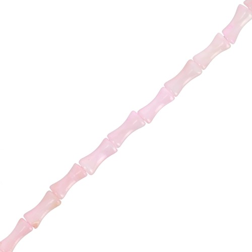Perles tube de bambou en nacre teintée 8x4 mm Rose clair x38cm