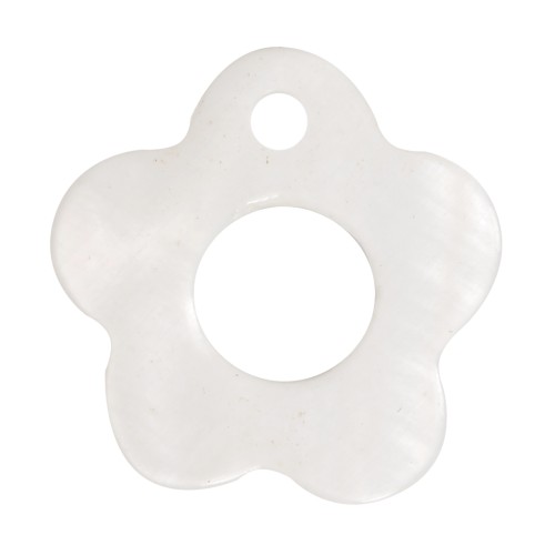 Breloques fleurs évidées en nacre 13 mm Naturel x5