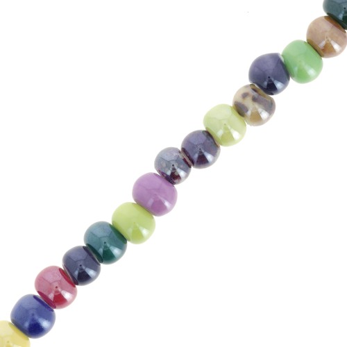 Perles rondelles en céramique 7x5 mm - Multicolore x34cm