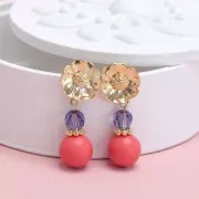 Clous d'oreilles fleur 12 mm avec anneau ouvert - Doré à l'or fin x2