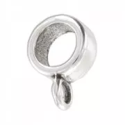 Poussoir attache breloque pour cordon 5 mm Placage Argent fin vieilli x1