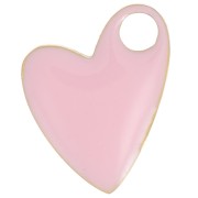 Breloque coeur 12x9 mm - Acier inoxydable 316L Doré - Rose clair x1