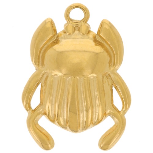 Pendentif scarabée 18x13 mm - Acier inoxydable 304L Doré x1