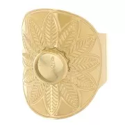 Bague large réglable ethnique -cabochon 6 mm T. 52 à 58 Acier inoxydable 316L Doré