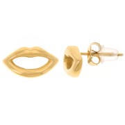 Boucles d'oreilles bouche 7.5x13 mm - Acier inoxydable 304L Doré x2
