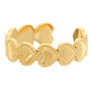 Bague réglable T50 à T57 motif coeur - Acier inoxydable 304L Doré x1