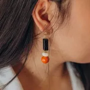 Clous d'oreilles soleil motif visage - 14 mm - Acier inoxydable 304L Doré x2