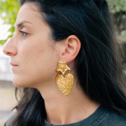 Clous d'oreilles étoile martelée 28x30 mm - Acier inoxydable 304L Doré x2