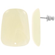 Clous d'oreilles trapèze en résine translucide 28x22 mm - Marbré Ivoire x2|raw }}