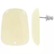 Clous d'oreilles trapèze en résine translucide 28x22 mm - Marbré Ivoire x2